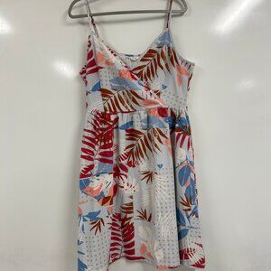 Dina Weis XL Tropical Leaf Print Sundress | Boho Resort Beach Summer Dress